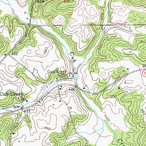 Topographic Map of Cub Creek Cemetery, KY
