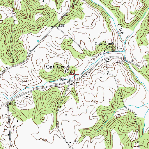 Topographic Map of Cub Creek Church, KY