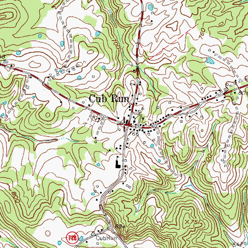 Topographic Map of Cub Run, KY