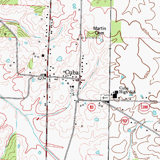 Topographic Map of Cuba, KY