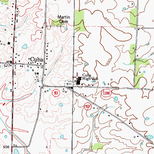 Topographic Map of Cuba Elementary School, KY