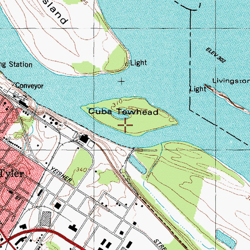Topographic Map of Cuba Towhead, KY