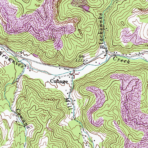Topographic Map of Cubage, KY