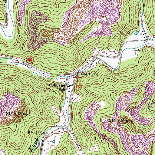 Topographic Map of Cubage Creek, KY