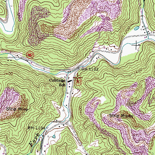 Topographic Map of Cubbage School, KY
