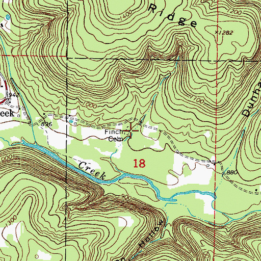 Topographic Map of Finch Cemetery, AR