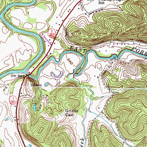 Topographic Map of Culp Creek, KY