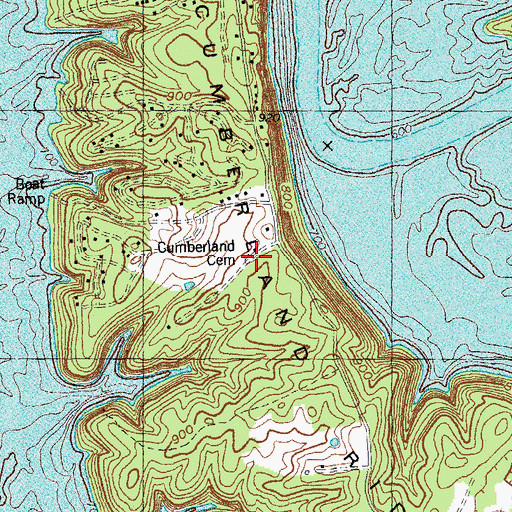 Topographic Map of Cumberland Cemetery, KY