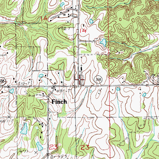 Topographic Map of Finch Cemetery, AR