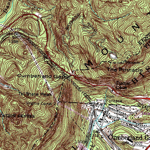 Topographic Map of Cumberland Gap, KY