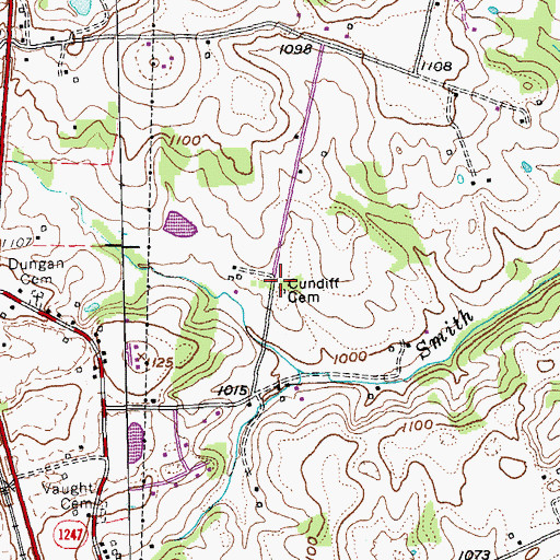 Topographic Map of Cundiff Cemetery, KY