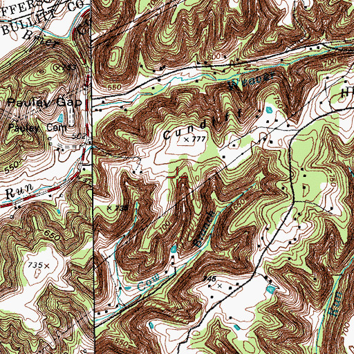 Topographic Map of Cundiff Hill, KY