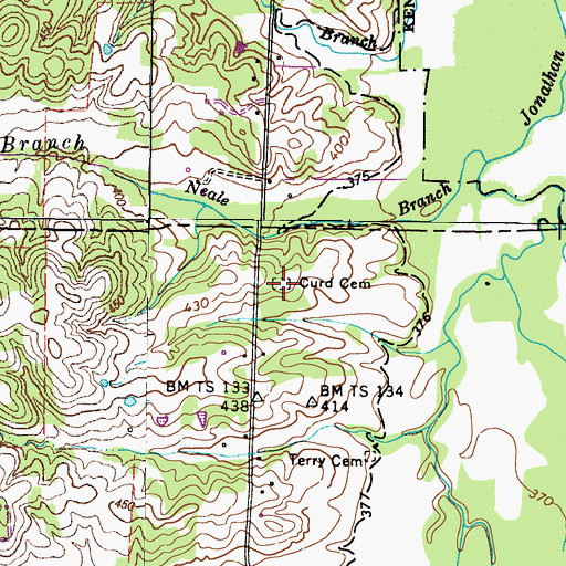 Topographic Map of Curd Cemetery, KY