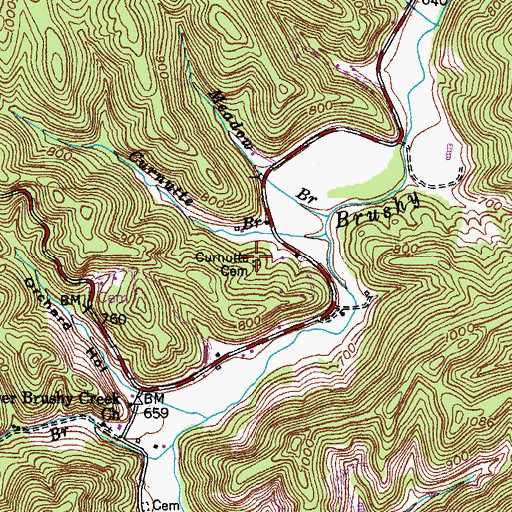 Topographic Map of Curnutte Cemetery, KY
