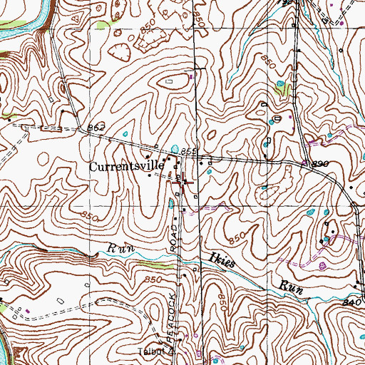 Topographic Map of Currentsville, KY