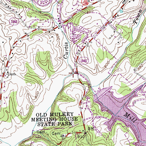 Topographic Map of Curtis Branch, KY