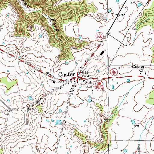 Topographic Map of Custer, KY