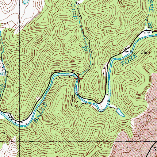 Topographic Map of Cutoff Branch, KY