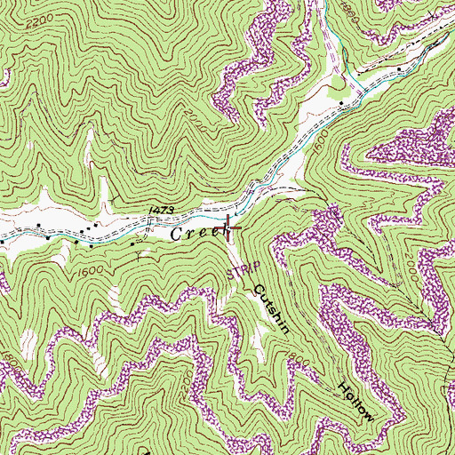 Topographic Map of Cutshin Hollow, KY