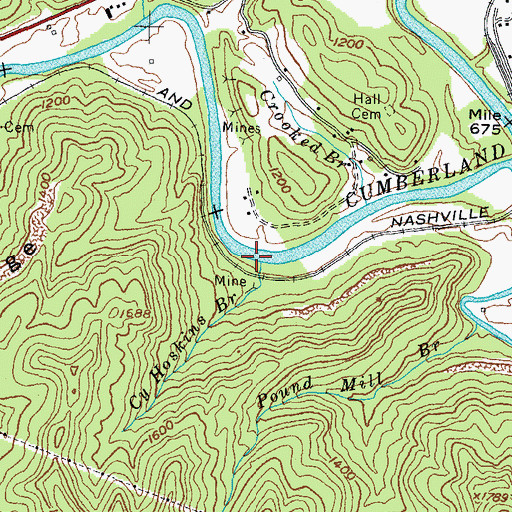 Topographic Map of Cy Hoskins Branch, KY