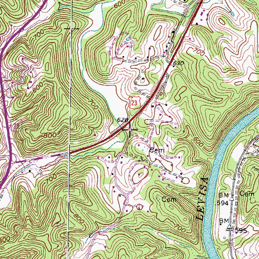 Topographic Map of Cynthia Chapel, KY