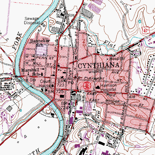 Topographic Map of Cynthiana, KY