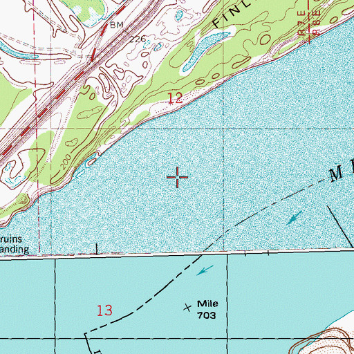 Topographic Map of Finley Bar, AR