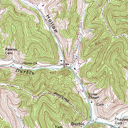 Topographic Map of Cyrus Hollow, KY