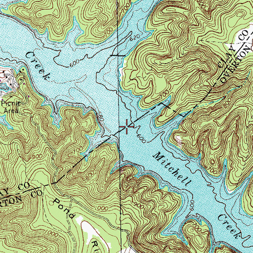 Topographic Map of Dale Hollow Lake, TN
