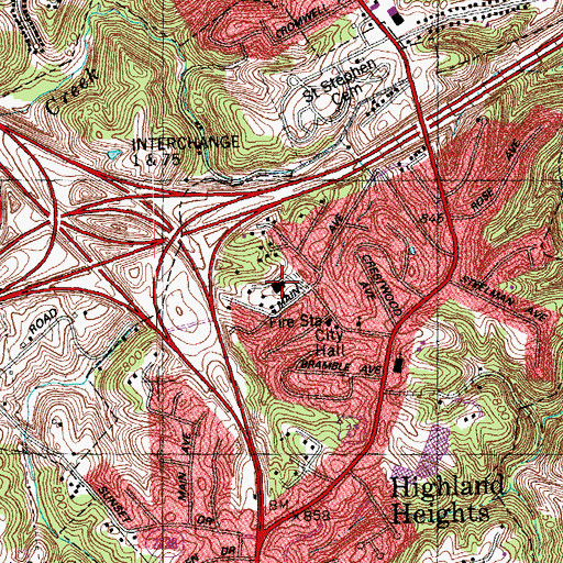 Topographic Map of Dale School, KY