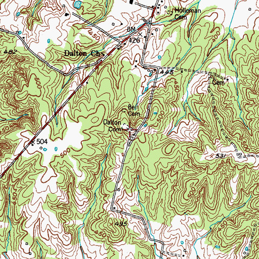 Topographic Map of Dalton Cemetery, KY