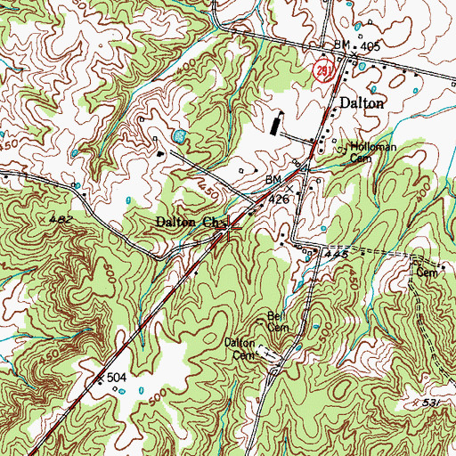 Topographic Map of Dalton Church, KY