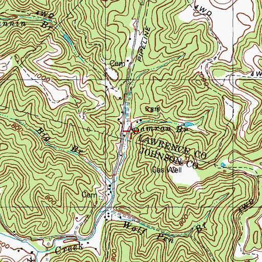 Topographic Map of Damron Branch, KY