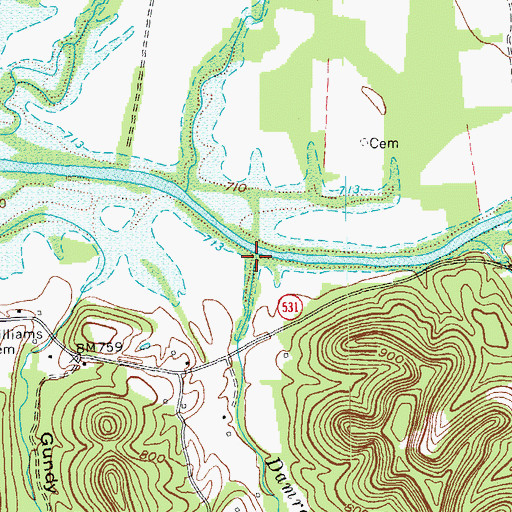 Topographic Map of Damron Creek, KY