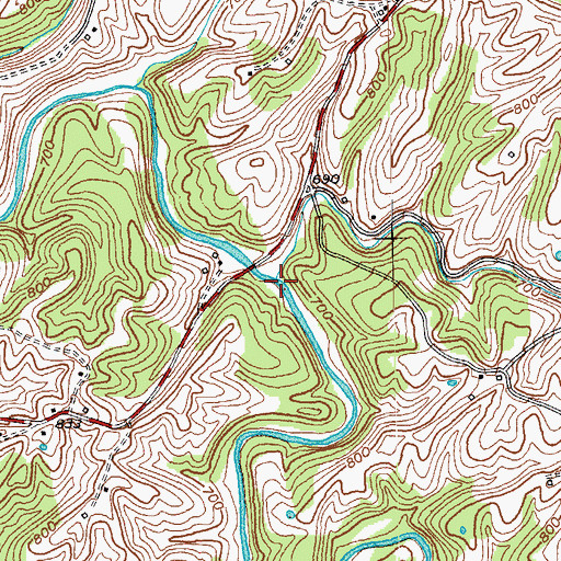 Topographic Map of Danbow Creek, KY