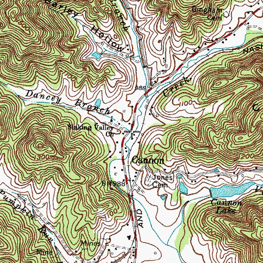 Topographic Map of Dancey Branch, KY
