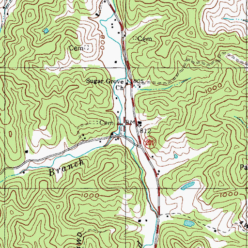 Topographic Map of Daniels Branch, KY