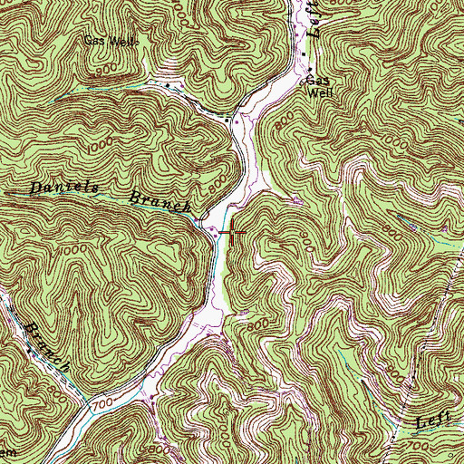 Topographic Map of Daniels Branch, KY