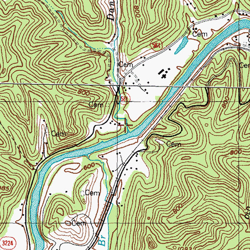 Topographic Map of Daniels Branch, KY