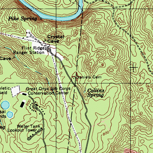 Topographic Map of Daniels Cemetery, KY