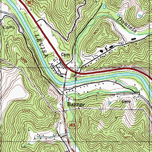 Topographic Map of Daniels Creek, KY