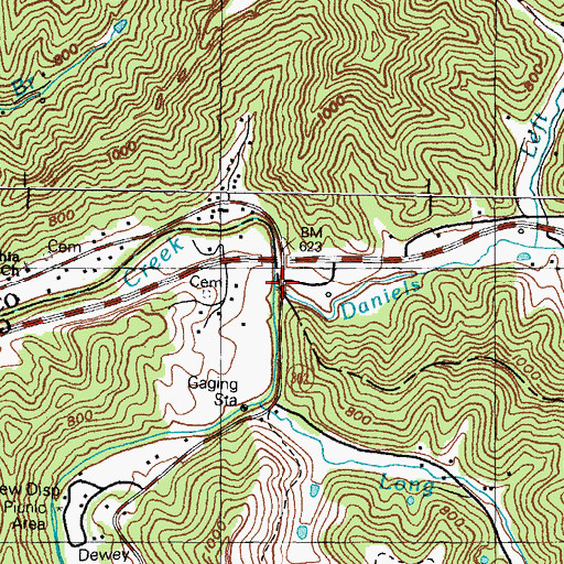 Topographic Map of Daniels Creek, KY