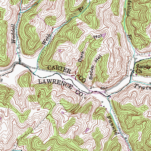 Topographic Map of Dark Hollow, KY