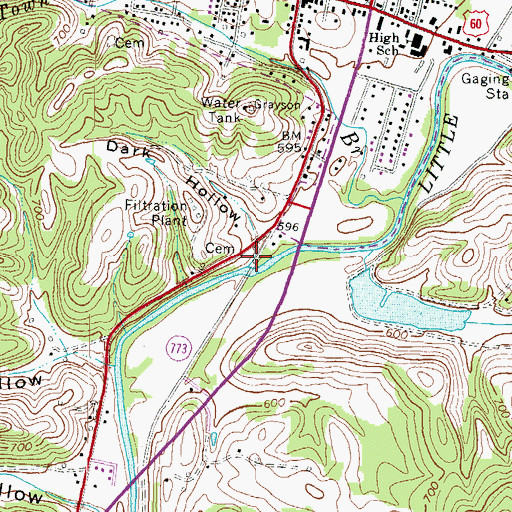 Topographic Map of Dark Hollow, KY