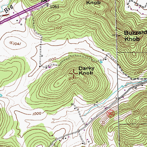Topographic Map of Darky Knob, KY