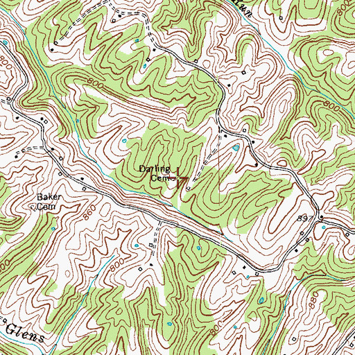 Topographic Map of Darling Cemetery, KY