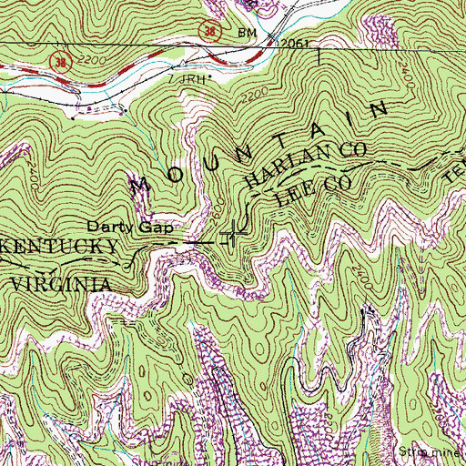 Topographic Map of Darty Gap, KY