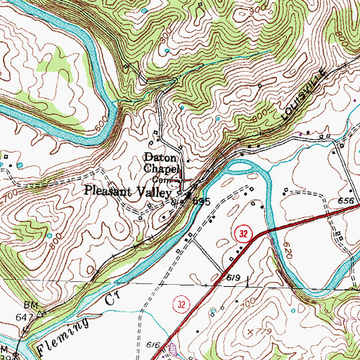 Topographic Map of Daton Chapel, KY