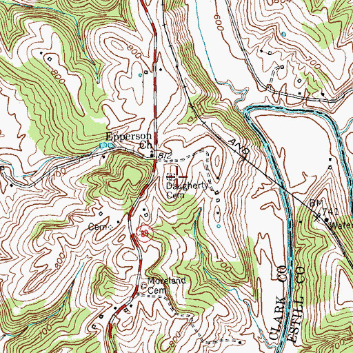 Topographic Map of Daugherty Cemetery, KY