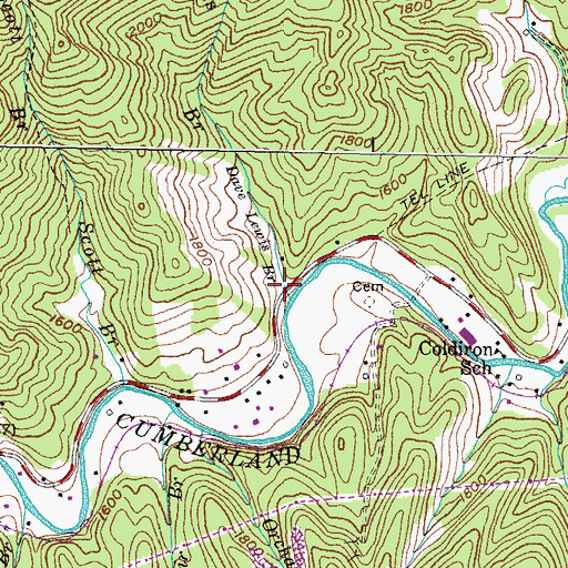 Topographic Map of Dave Lewis Branch, KY